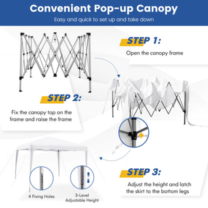 10 x 10 Feet Outdoor Pop-up Patio Canopy for  Beach and Camp, White Canopies   at Gallery Canada