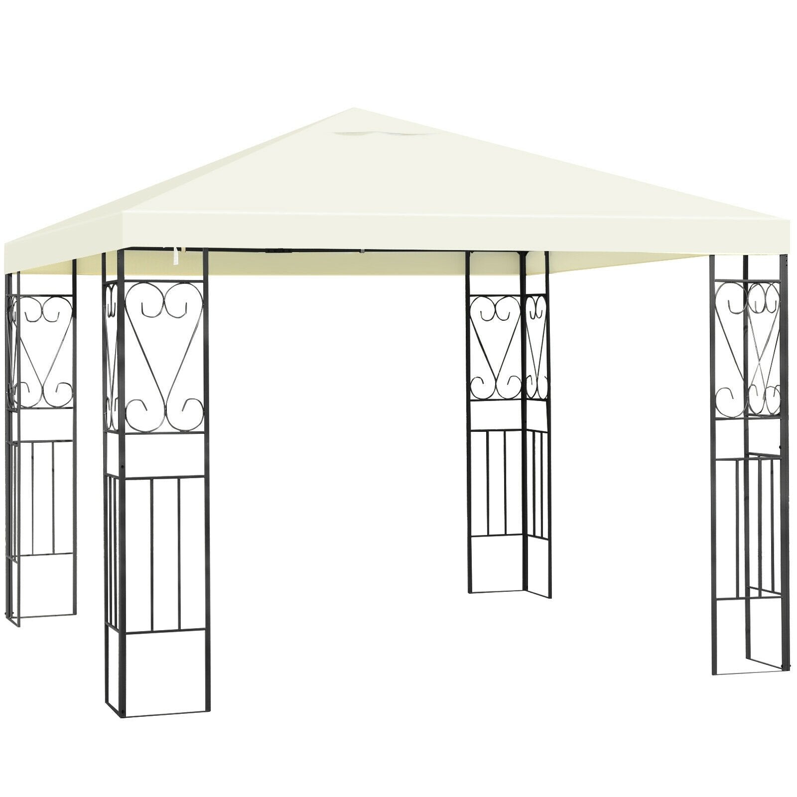 10 x 10 Feet Patio Gazebo Canopy Tent Garden Shelter, Beige Gazebos   at Gallery Canada