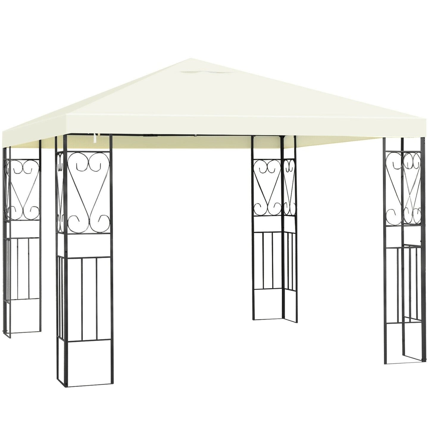 10 x 10 Feet Patio Gazebo Canopy Tent Garden Shelter, Beige Gazebos   at Gallery Canada