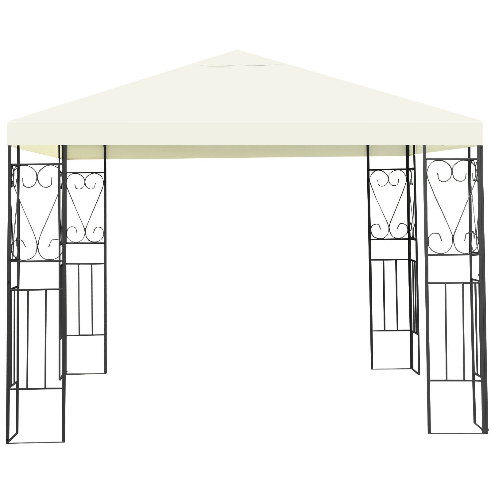 10 x 10 Feet Patio Gazebo Canopy Tent Garden Shelter, Beige Gazebos   at Gallery Canada