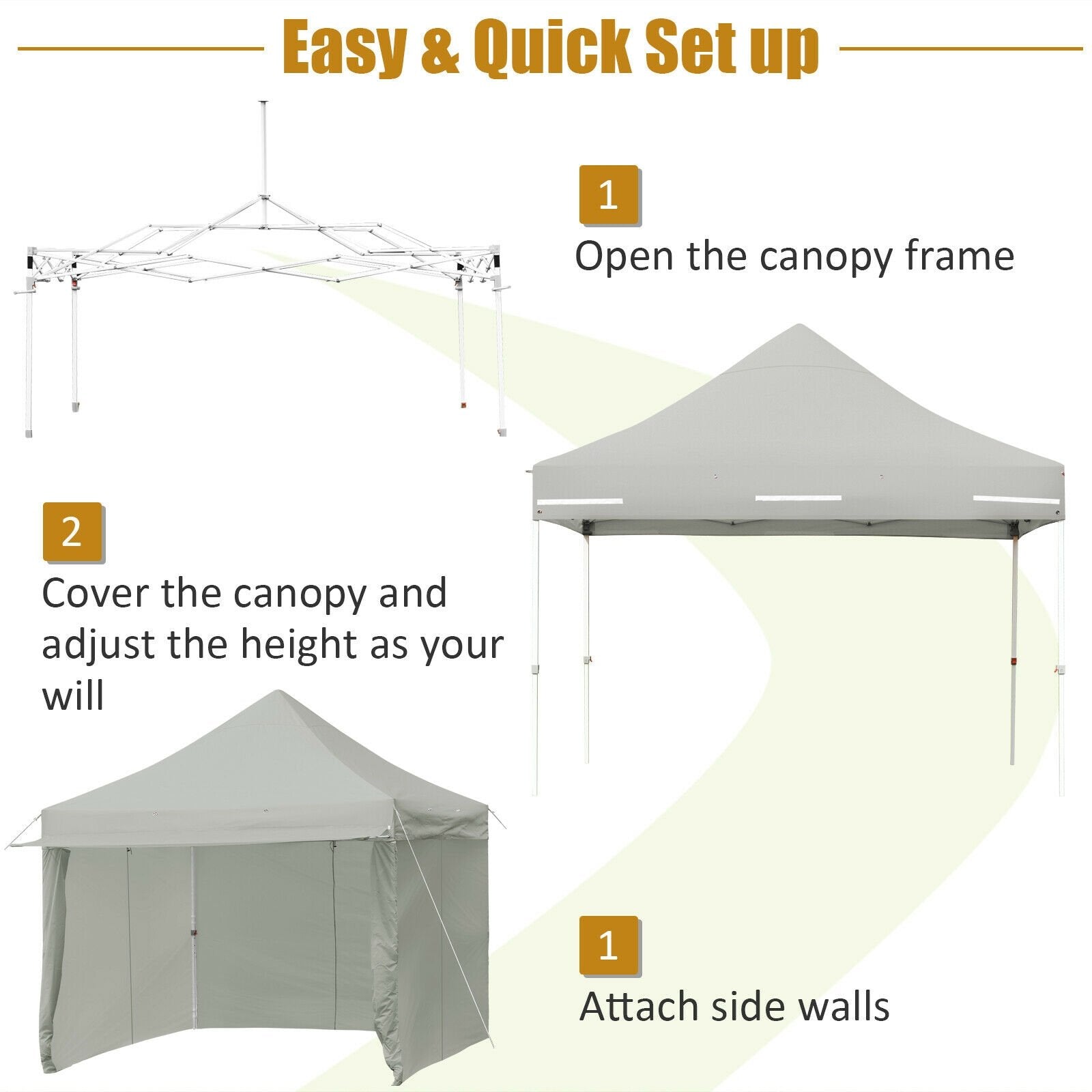 10 x 10 Feet Pop up Gazebo with 4 Height and Adjust Folding Awning, Gray Canopies   at Gallery Canada