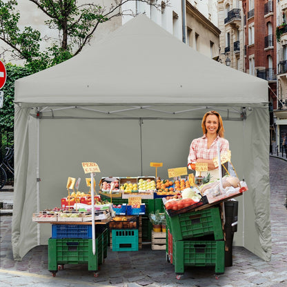 10 x 10 Feet Pop up Gazebo with 4 Height and Adjust Folding Awning, Gray Canopies   at Gallery Canada