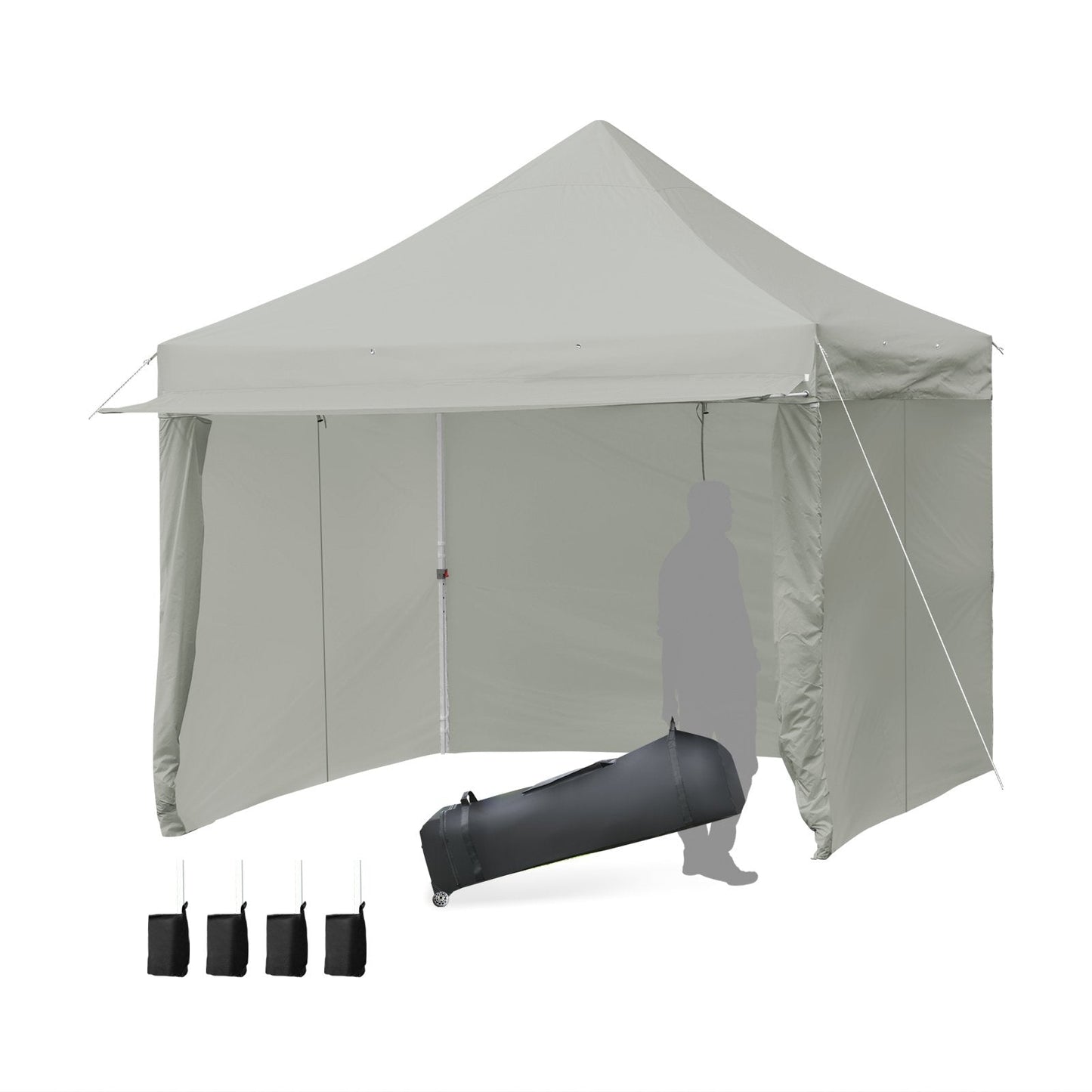 10 x 10 Feet Pop up Gazebo with 4 Height and Adjust Folding Awning, Gray Canopies   at Gallery Canada