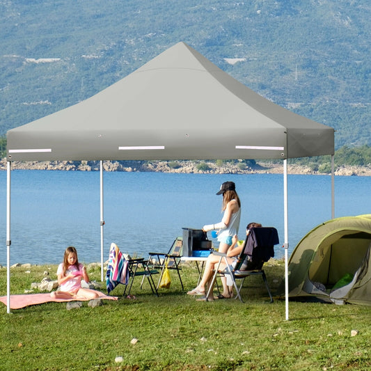 10 x 10 Feet Pop up Gazebo with 4 Height and Adjust Folding Awning, Gray Canopies   at Gallery Canada