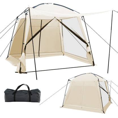 10 x 10 Feet Screened Canopy Tent w/ Vestibule and Zippered Door, Beige Tents   at Gallery Canada