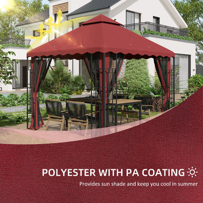 10' x 10' Gazebo Replacement Canopy Cover, 2-Tier Gazebo Roof Replacement (TOP ONLY), Burgundy Gazebo Canopy Replacement   at Gallery Canada