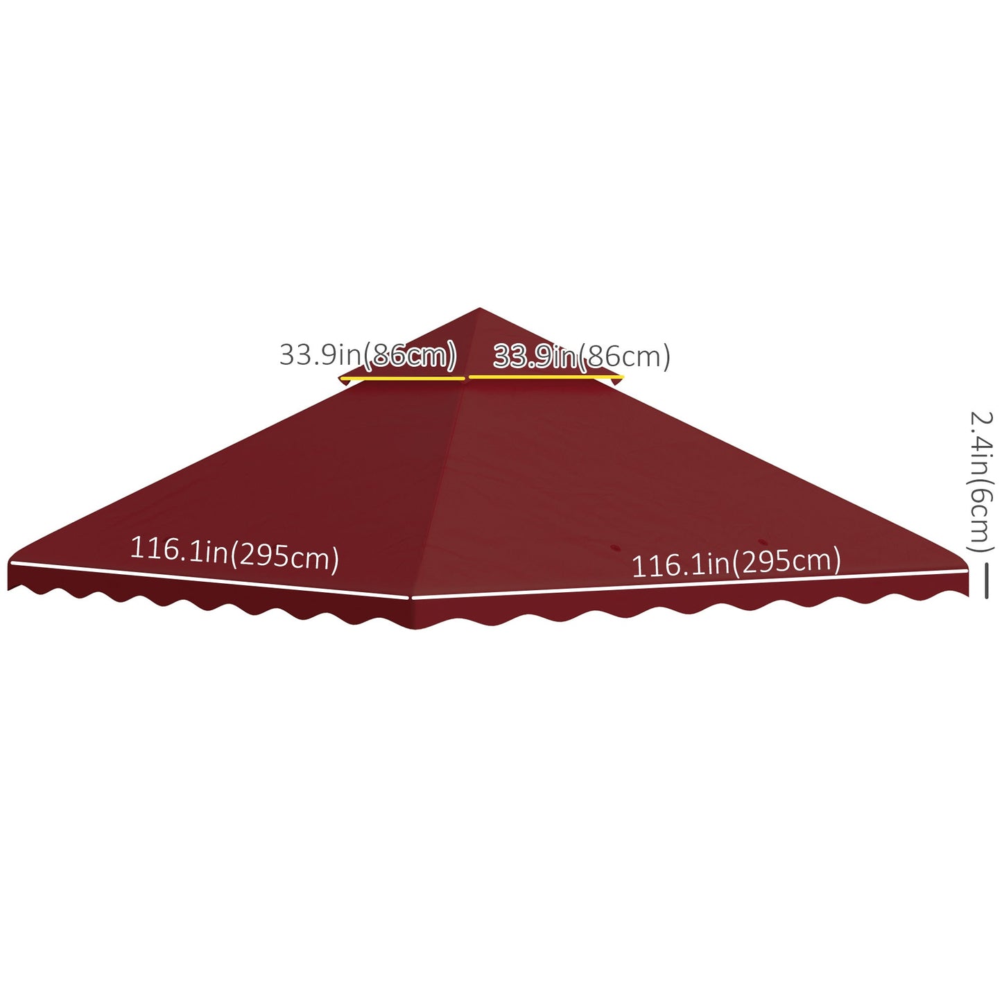 10' x 10' Gazebo Replacement Canopy Cover, 2-Tier Gazebo Roof Replacement (TOP ONLY), Burgundy Gazebo Canopy Replacement   at Gallery Canada