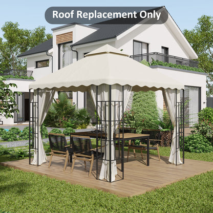 10' x 10' Gazebo Replacement Canopy Cover, 2-Tier Gazebo Roof Replacement (TOP ONLY), Cream Gazebo Canopy Replacement   at Gallery Canada