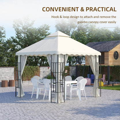 10' x 10' Gazebo Replacement Canopy Cover, 2-Tier Gazebo Roof Replacement (TOP ONLY), Cream Gazebo Canopy Replacement   at Gallery Canada