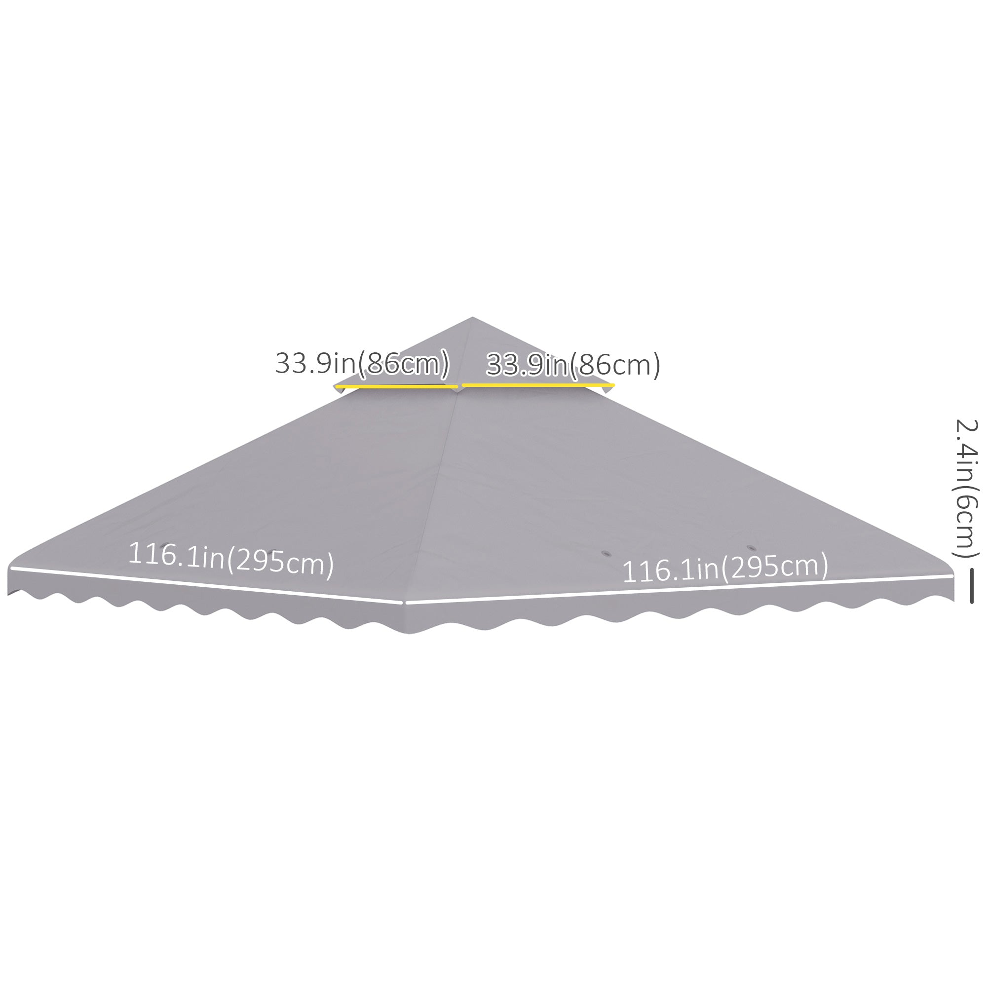 10' x 10' Gazebo Replacement Canopy Cover, 2-Tier Gazebo Roof Replacement (TOP ONLY), Light Grey Gazebo Canopy Replacement   at Gallery Canada