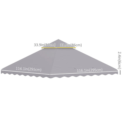 10' x 10' Gazebo Replacement Canopy Cover, 2-Tier Gazebo Roof Replacement (TOP ONLY), Light Grey Gazebo Canopy Replacement   at Gallery Canada