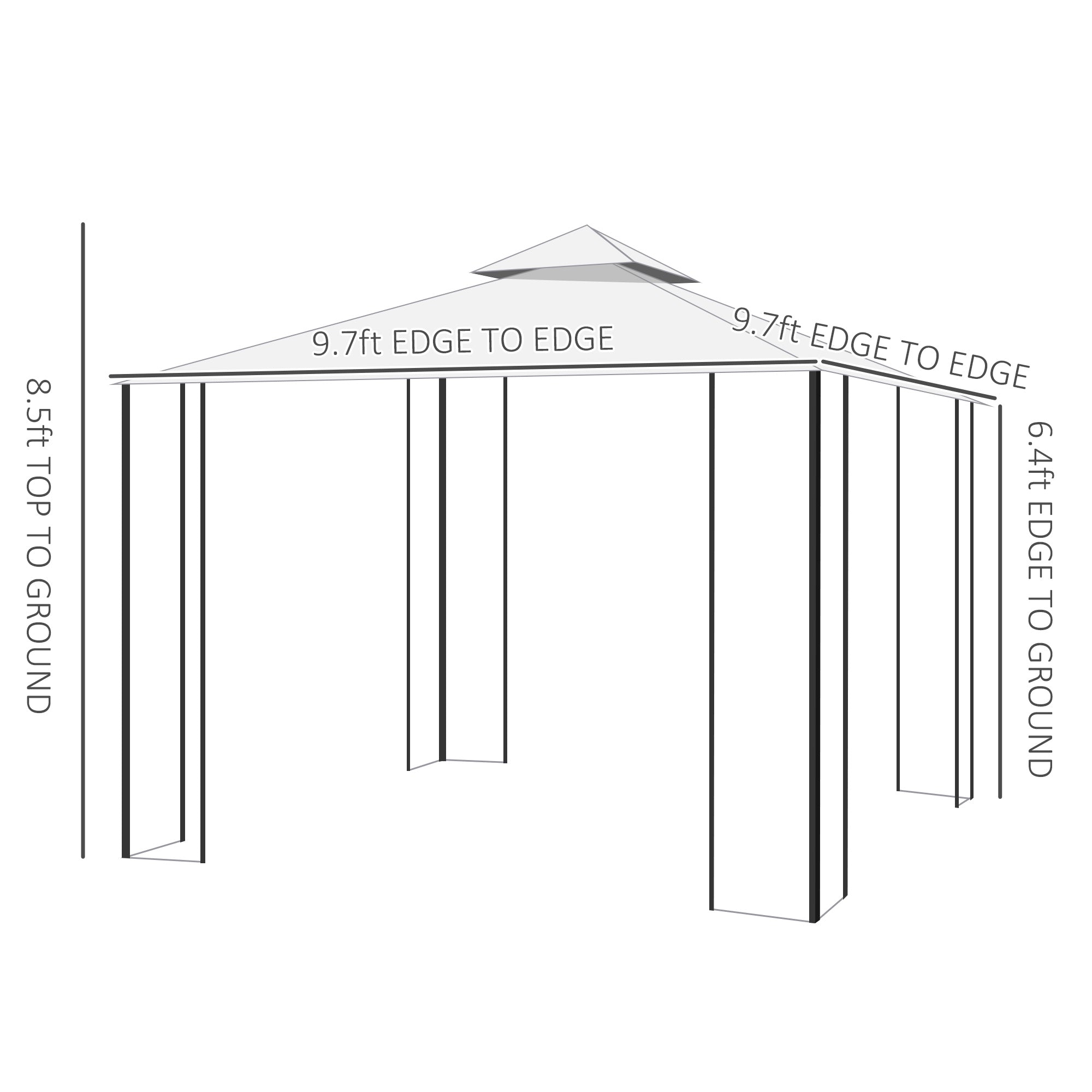 10' x 10' Outdoor Garden Metal Gazebo Patio Canopy Marquee Patio Party Tent Canopy Shelter Vented Roof Decorative Frame, Cream Gazebos   at Gallery Canada