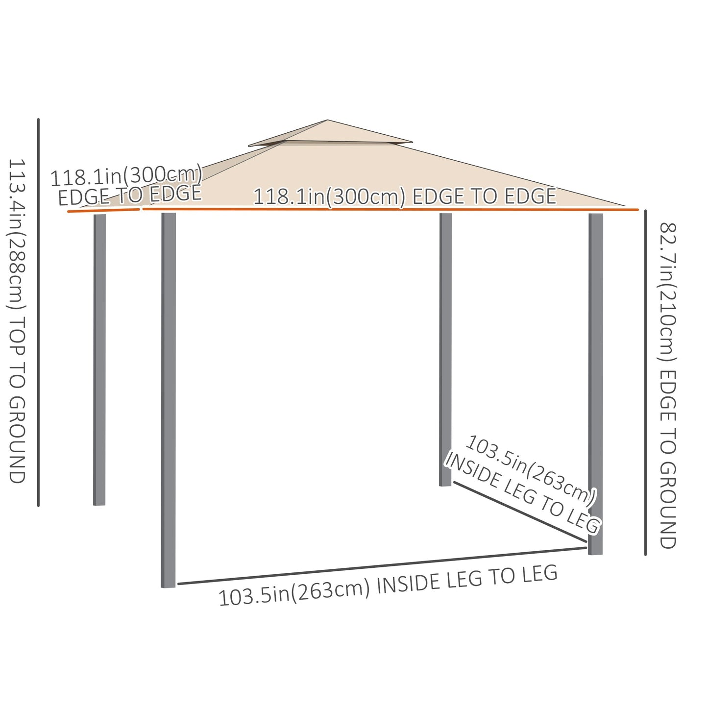 10' x 10' Outdoor Gazebo with Adjustable Dual Canopy, Double Roof Gazebo Canopy, Three Sizes, for Garden, Patio, Backyard, Deck, Porch Gazebos   at Gallery Canada