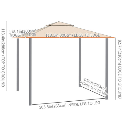 10' x 10' Outdoor Gazebo with Adjustable Dual Canopy, Double Roof Gazebo Canopy, Three Sizes, for Garden, Patio, Backyard, Deck, Porch Gazebos   at Gallery Canada