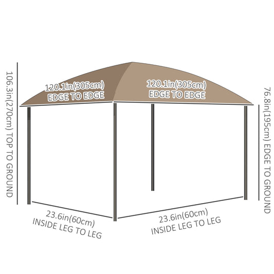 10' x 10' Outdoor Hardtop Gazebo Canopy with UV60+ Polycarbonate Roof, Steel Frame, Central Hook, Curtains, Khaki Gazebos   at Gallery Canada