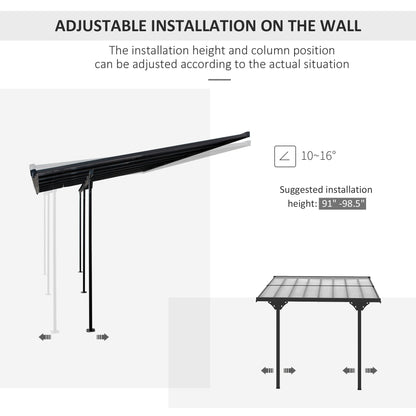 10' x 10' Outdoor Hardtop Pergola Gazebo with Polycarbonate Roof Adjustable Height, Aluminum Frame, UV Protection, Grey Pergolas Grey  at Gallery Canada