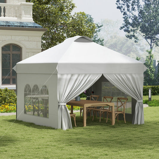 10' x 10' Outdoor Pop Up Canopy Tent with 4 Sidewalls, White - Gallery Canada