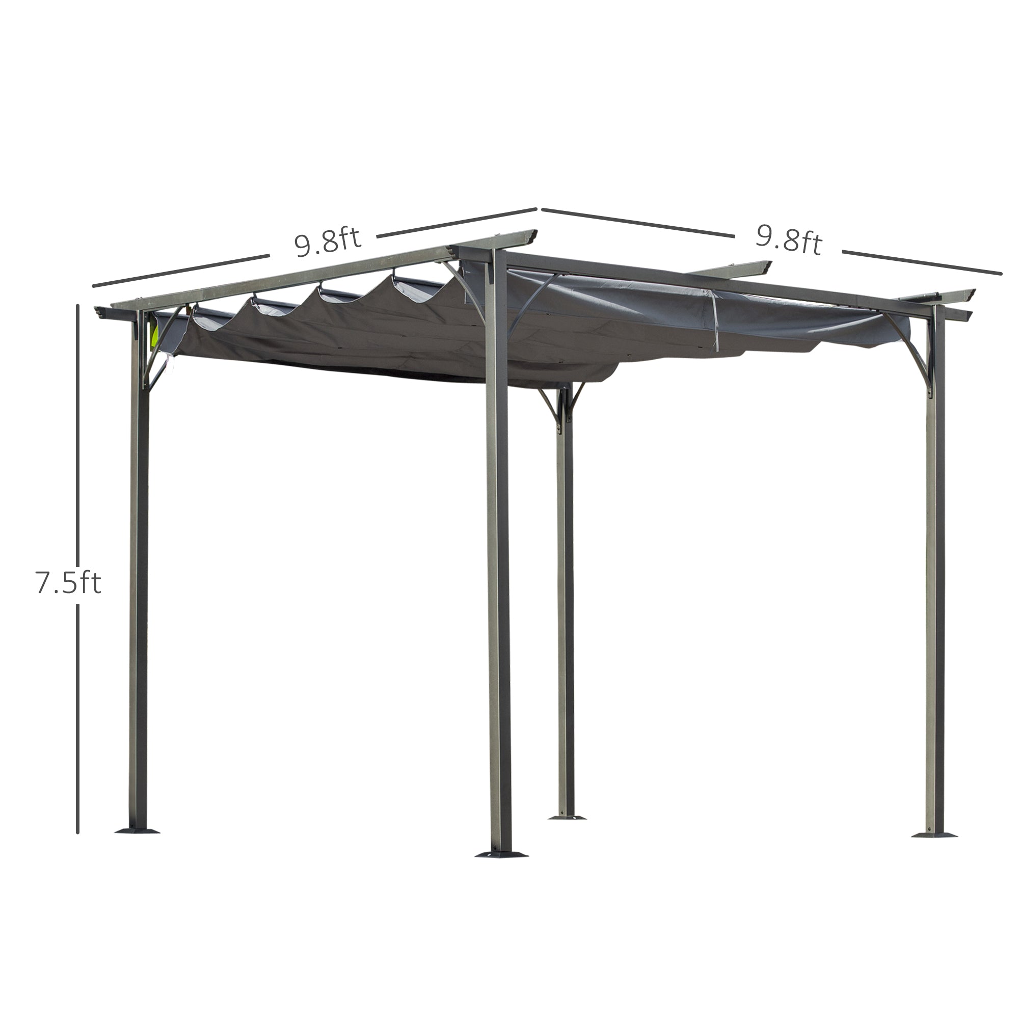 10' x 10' Outdoor Retractable Pergola Canopy, Metal Patio Shade Shelter for Backyard, Porch Party, Garden, Grill Gazebo, Grey Pergolas   at Gallery Canada