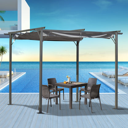 10' x 10' Outdoor Retractable Pergola Canopy, Metal Patio Shade Shelter for Backyard, Porch Party, Garden, Grill Gazebo, Grey Pergolas   at Gallery Canada