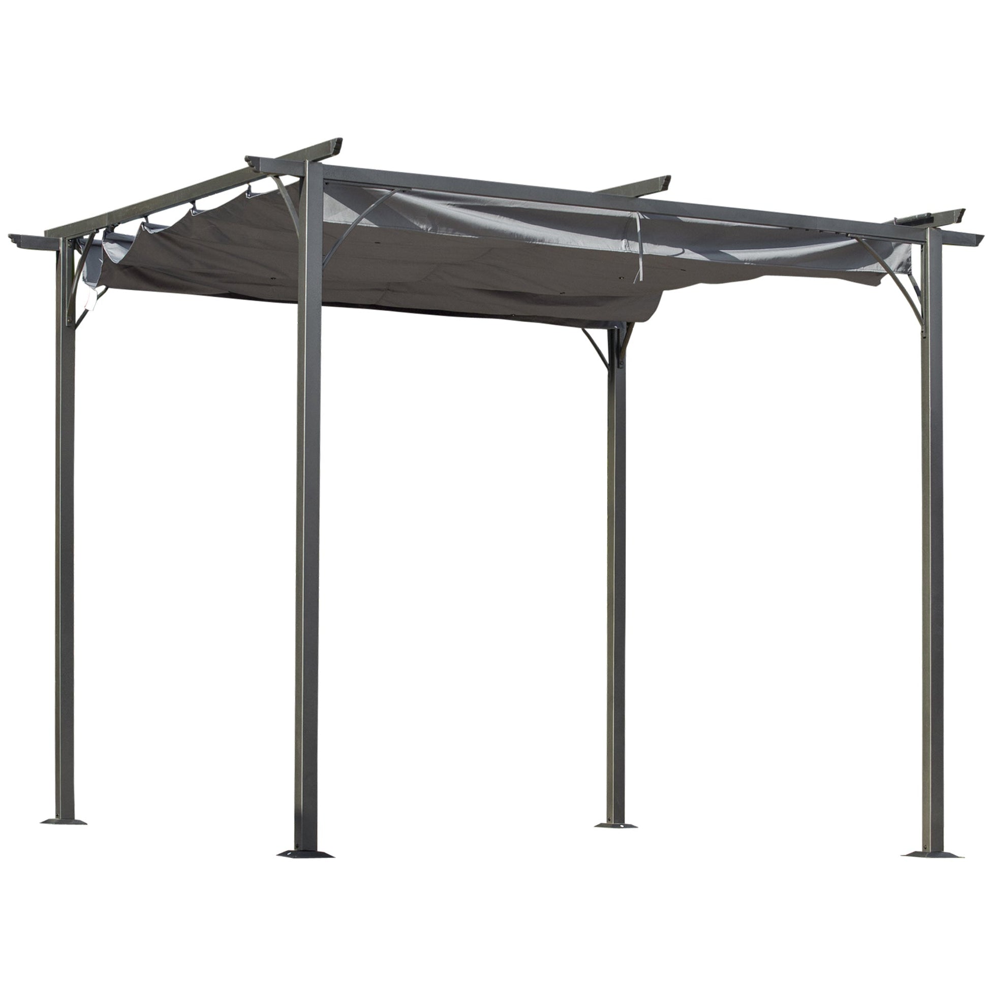 10' x 10' Outdoor Retractable Pergola Canopy, Metal Patio Shade Shelter for Backyard, Porch Party, Garden, Grill Gazebo, Grey Pergolas Grey  at Gallery Canada