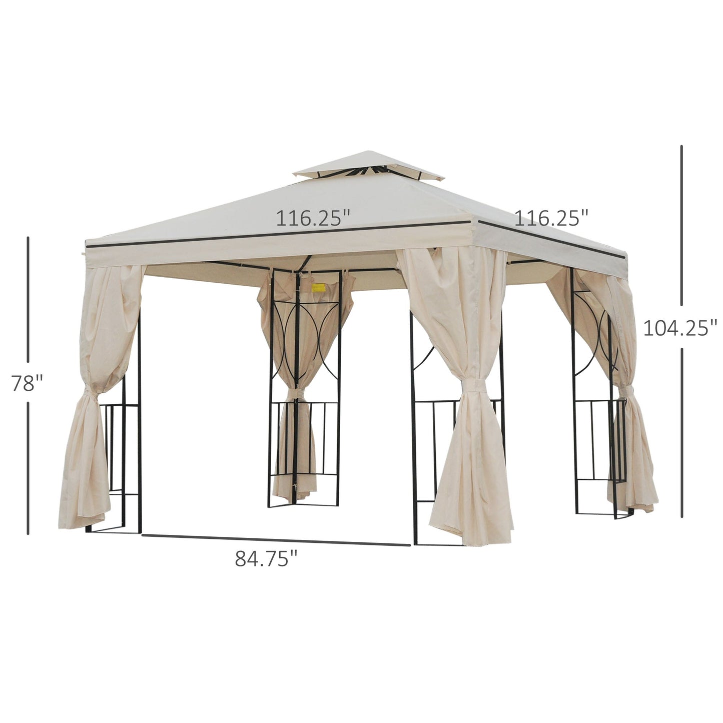 10' x 10' Patio Gazebo Outdoor, Canopy Shelter with Double-tier Roof, Pavilion Sidewalls for Garden Events, Cream White Gazebos   at Gallery Canada