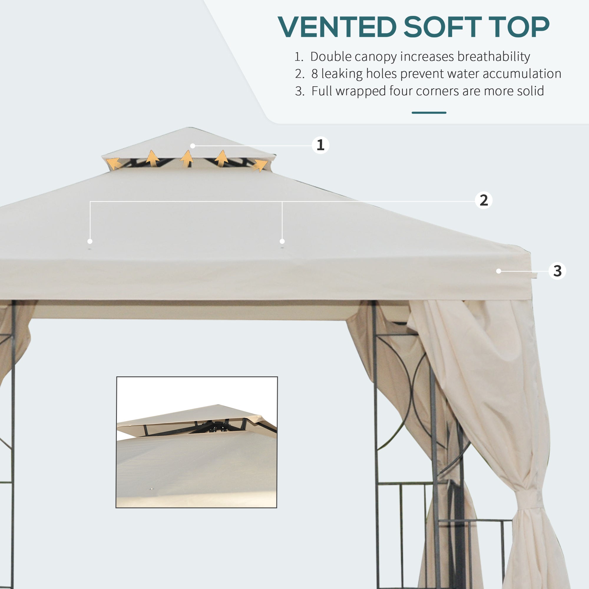 10' x 10' Patio Gazebo Outdoor, Canopy Shelter with Double-tier Roof, Pavilion Sidewalls for Garden Events, Cream White Gazebos   at Gallery Canada