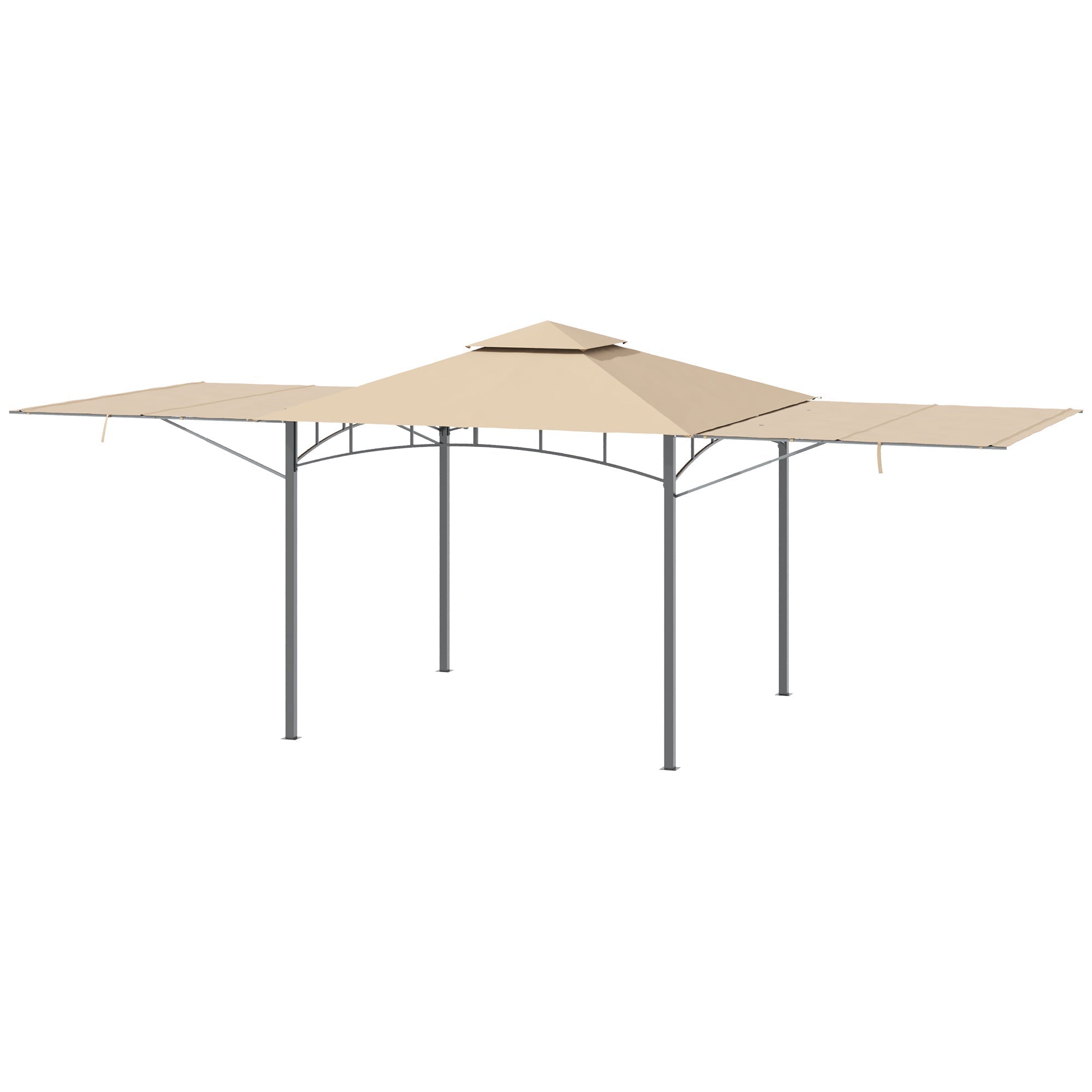 Patio Gazebo with Expandable Awnings, Vented Roof, Steel Frame, Beige Gazebos   at Gallery Canada