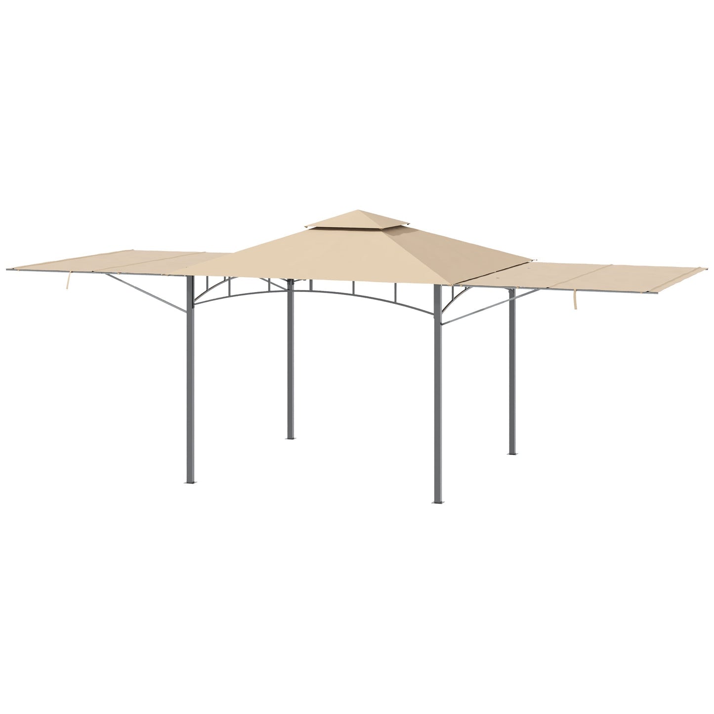 Patio Gazebo with Expandable Awnings, Vented Roof, Steel Frame, Beige Gazebos   at Gallery Canada