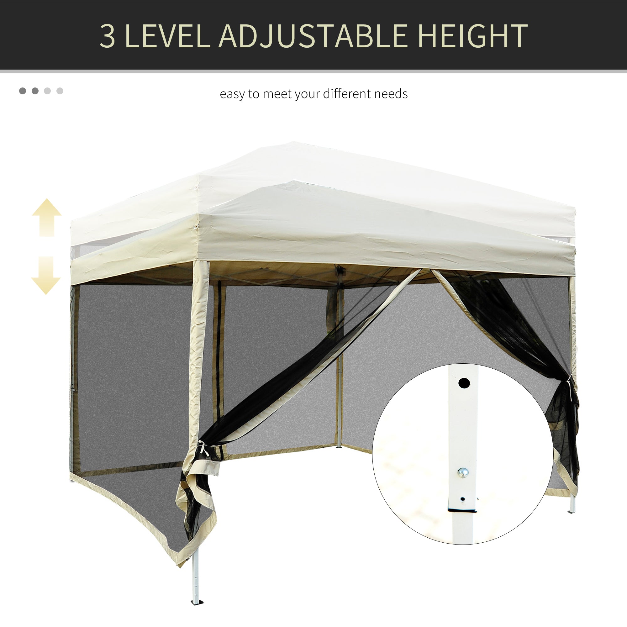 10' x 10' Pop Up Canopy Tent, Foldable Party Tent with Breathable Mesh Sidewalls, Easy Height Adjustable, Carrying Bag for Backyard Garden Patio Pop Up Canopies   at Gallery Canada