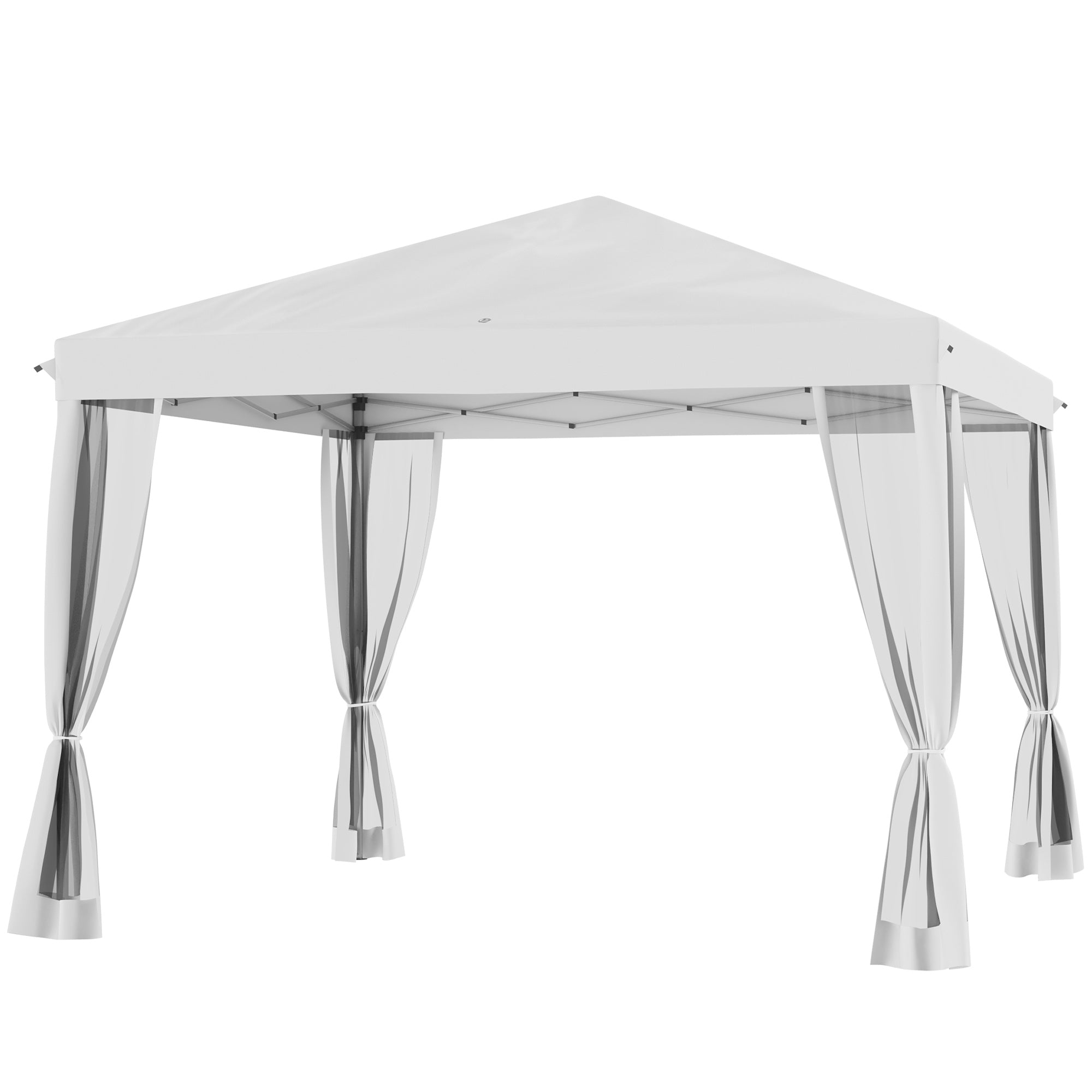 10' x 10' Pop Up Canopy Tent Gazebo with Removable Mesh Sidewall Netting, Carry Bag for Backyard Patio Outdoor, Cream Pop Up Canopies   at Gallery Canada