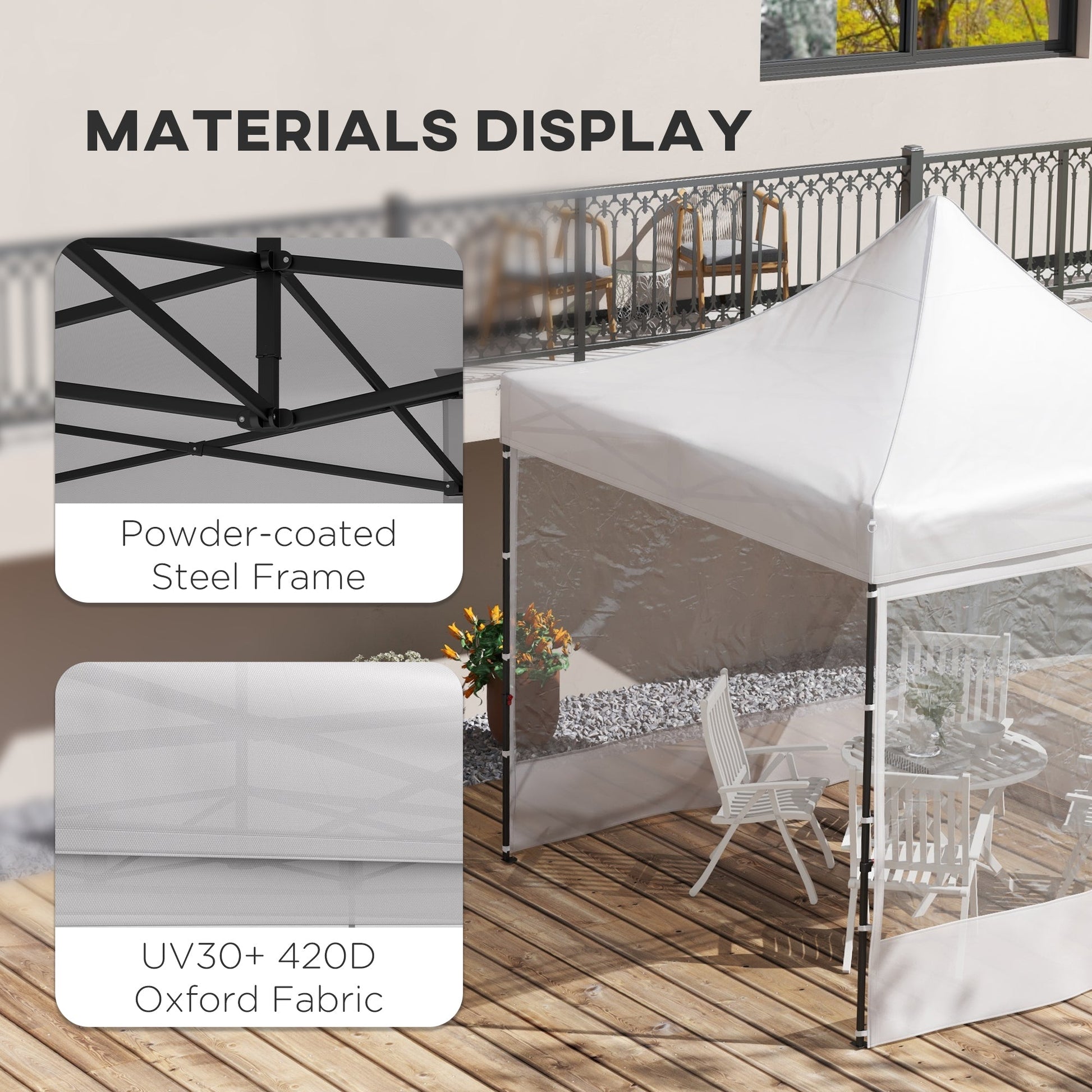 10' x 10' Pop Up Canopy Tent Gazebo with Wheeled Carry Bag and Sides, Height Adjustable for Outdoor, Patio, Garden Pop Up Canopies   at Gallery Canada