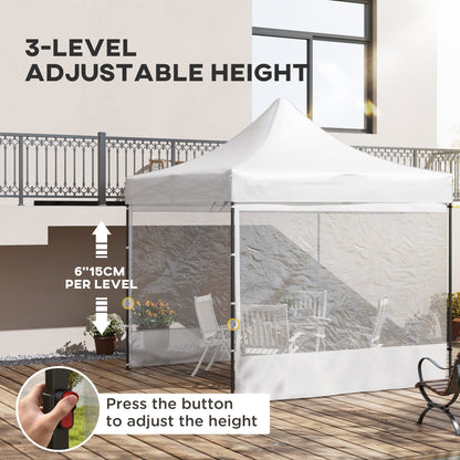 10' x 10' Pop Up Canopy Tent Gazebo with Wheeled Carry Bag and Sides, Height Adjustable for Outdoor, Patio, Garden Pop Up Canopies   at Gallery Canada