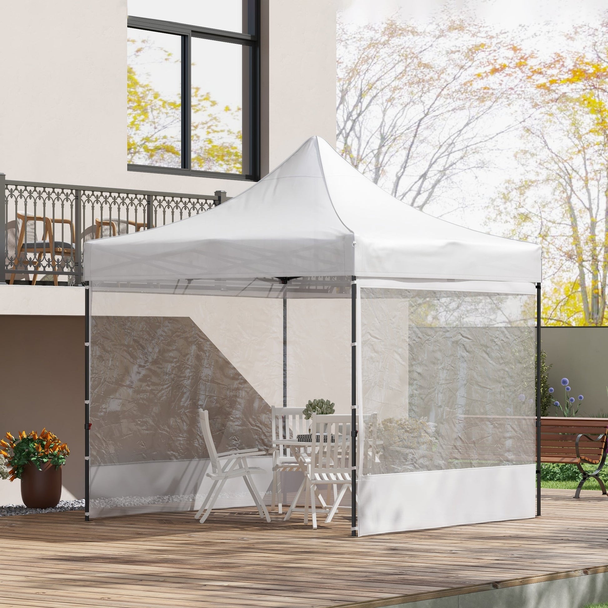 10' x 10' Pop Up Canopy Tent Gazebo with Wheeled Carry Bag and Sides, Height Adjustable for Outdoor, Patio, Garden Pop Up Canopies   at Gallery Canada