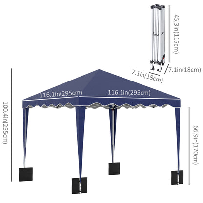 10' x 10' Pop Up Canopy Tent, Instant Shelter with Adjustable Height, Garden Outdoor Party Tent with Carry Bag and Sand Bags, Blue Pop Up Canopies   at Gallery Canada