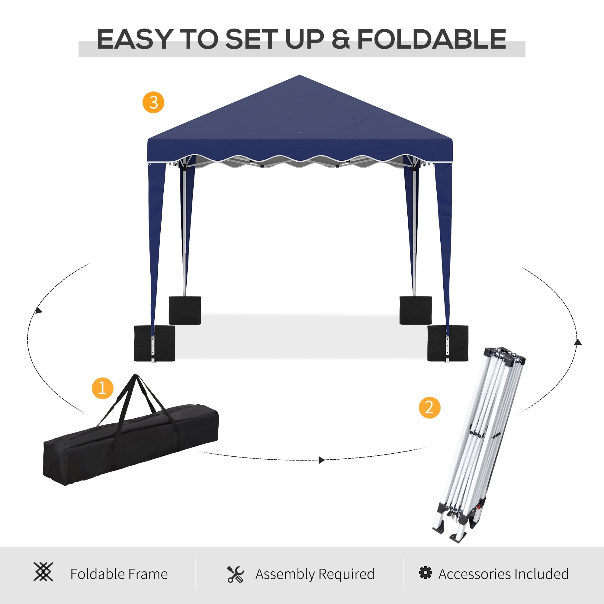 10' x 10' Pop Up Canopy Tent, Instant Shelter with Adjustable Height, Garden Outdoor Party Tent with Carry Bag and Sand Bags, Blue Pop Up Canopies   at Gallery Canada