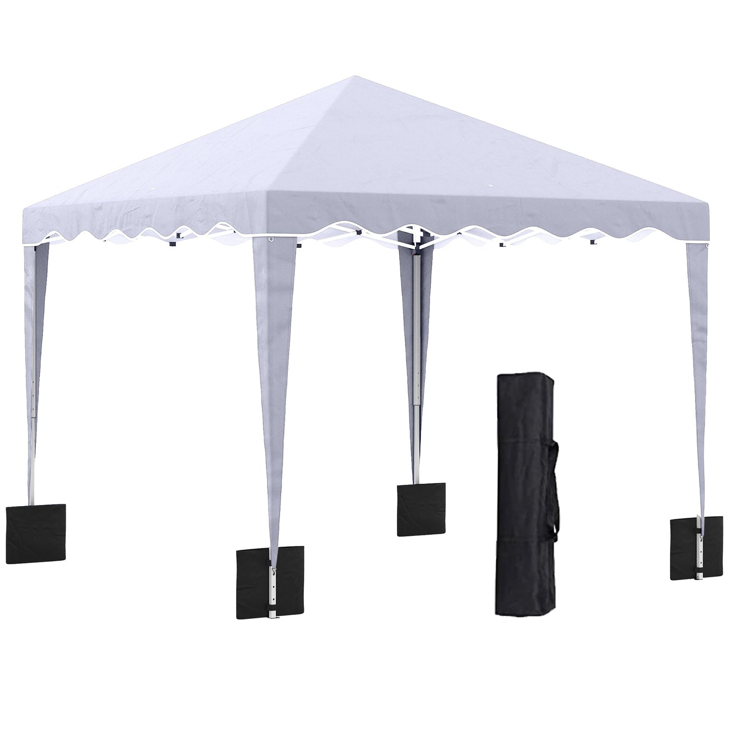 10' x 10' Pop Up Canopy Tent, Instant Shelter with Adjustable Height, Garden Outdoor Party Tent with Carry Bag and Sand Bags, White Pop Up Canopies White  at Gallery Canada