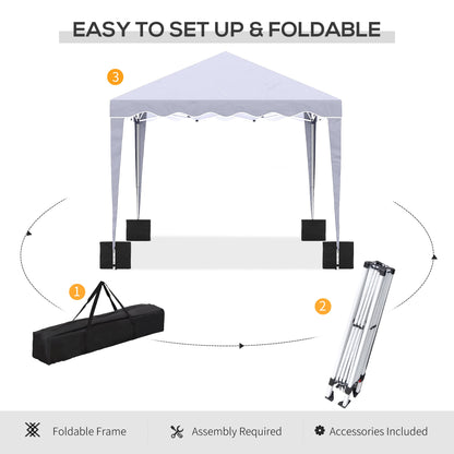 10' x 10' Pop Up Canopy Tent, Instant Shelter with Adjustable Height, Garden Outdoor Party Tent with Carry Bag and Sand Bags, White Pop Up Canopies   at Gallery Canada