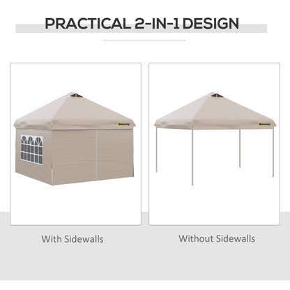 10' x 10' Pop Up Canopy Tent, Instant Sun Shelter, Tents for Parties, with Wheeled Carry Bag, for Outdoor, Garden, Patio, Beige Pop Up Canopies   at Gallery Canada