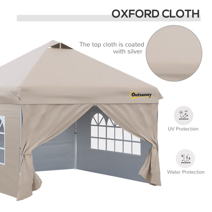 10' x 10' Pop Up Canopy Tent, Instant Sun Shelter, Tents for Parties, with Wheeled Carry Bag, for Outdoor, Garden, Patio, Beige Pop Up Canopies   at Gallery Canada