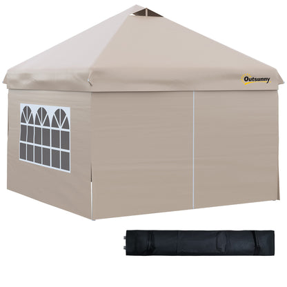 10' x 10' Pop Up Canopy Tent, Instant Sun Shelter, Tents for Parties, with Wheeled Carry Bag, for Outdoor, Garden, Patio, Beige Pop Up Canopies Beige  at Gallery Canada