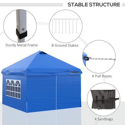 10' x 10' Pop Up Canopy Tent, Instant Sun Shelter, Tents for Parties, with Wheeled Carry Bag, for Outdoor, Garden, Patio, Blue Pop Up Canopies   at Gallery Canada