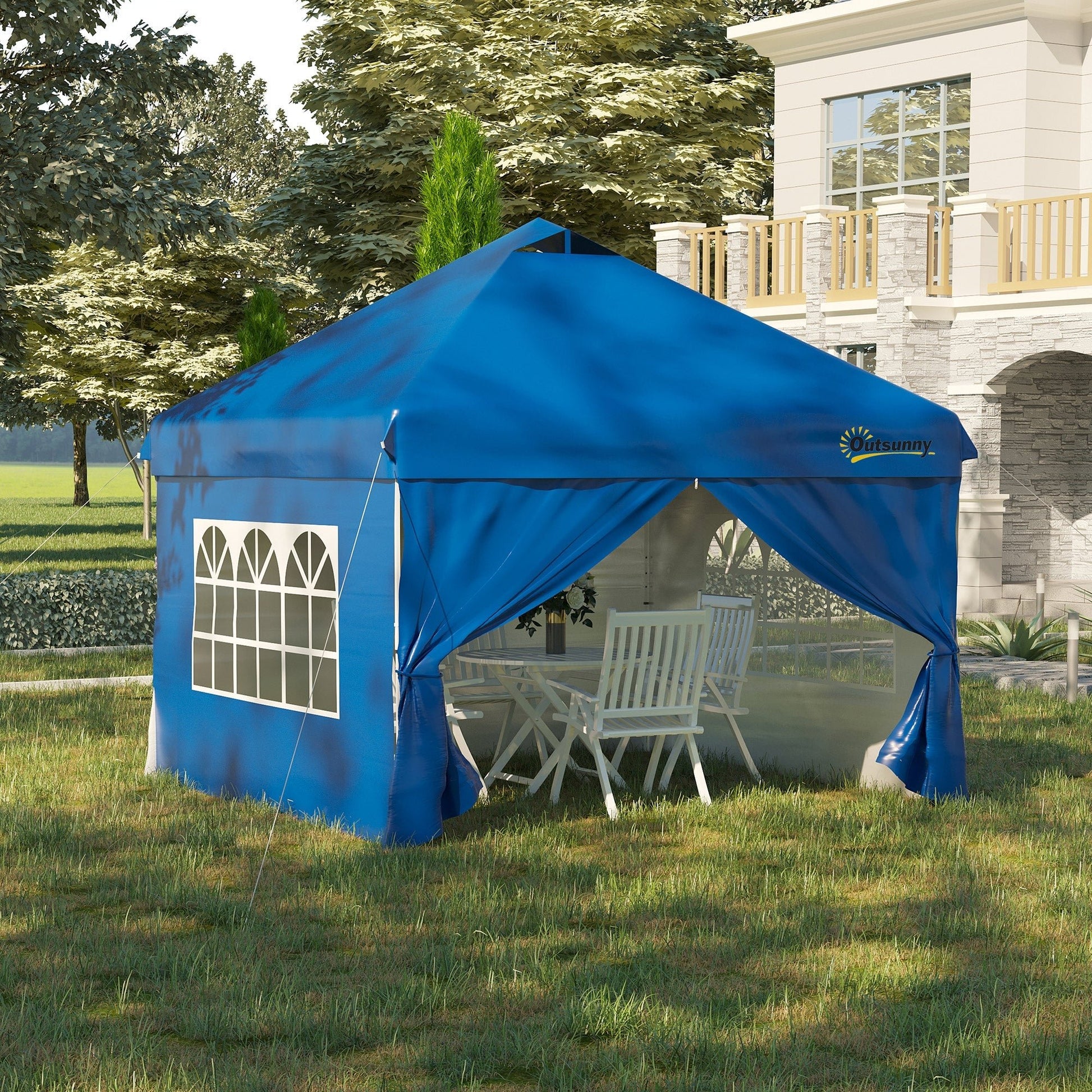 10' x 10' Pop Up Canopy Tent, Instant Sun Shelter, Tents for Parties, with Wheeled Carry Bag, for Outdoor, Garden, Patio, Blue Pop Up Canopies   at Gallery Canada