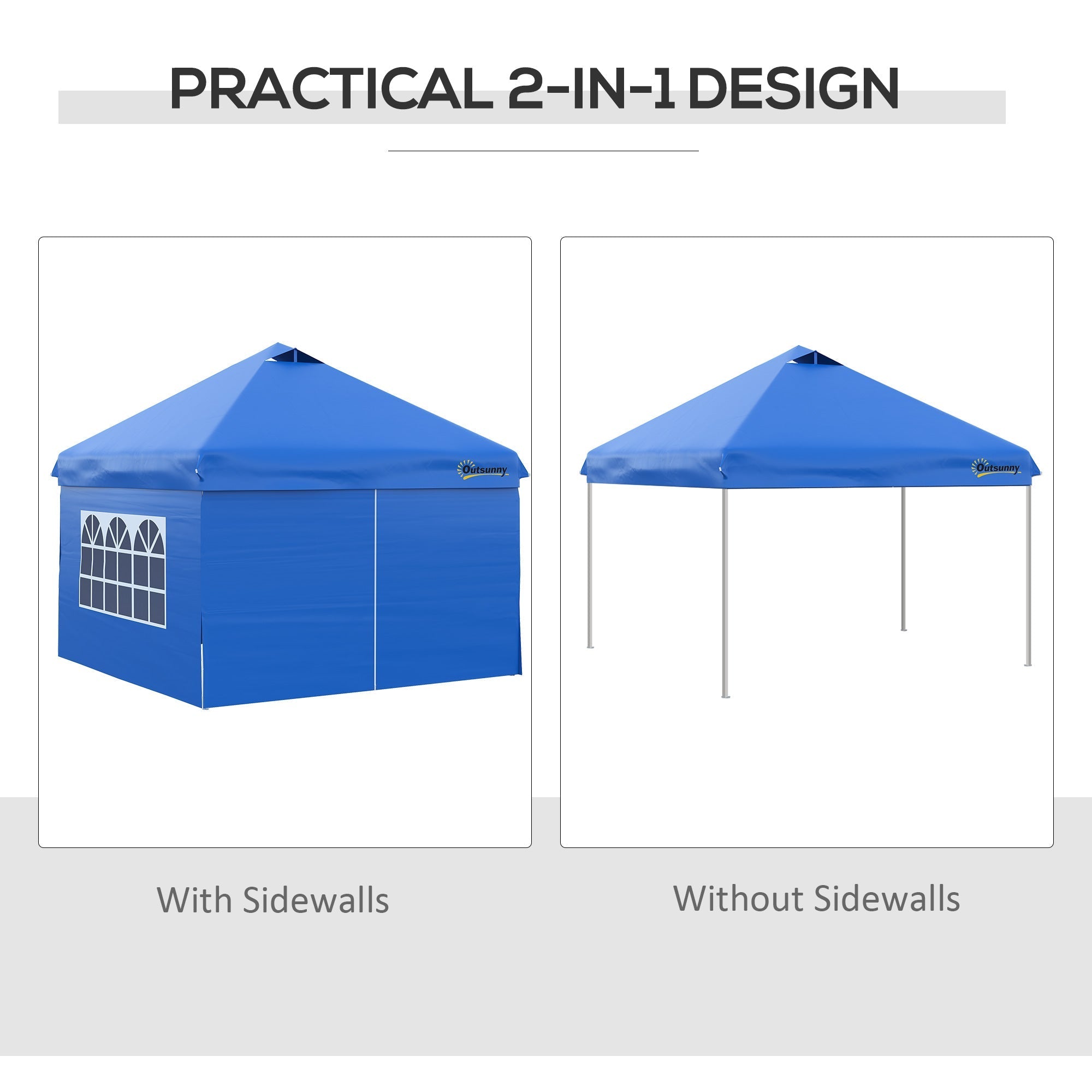 10' x 10' Pop Up Canopy Tent, Instant Sun Shelter, Tents for Parties, with Wheeled Carry Bag, for Outdoor, Garden, Patio, Blue Pop Up Canopies   at Gallery Canada