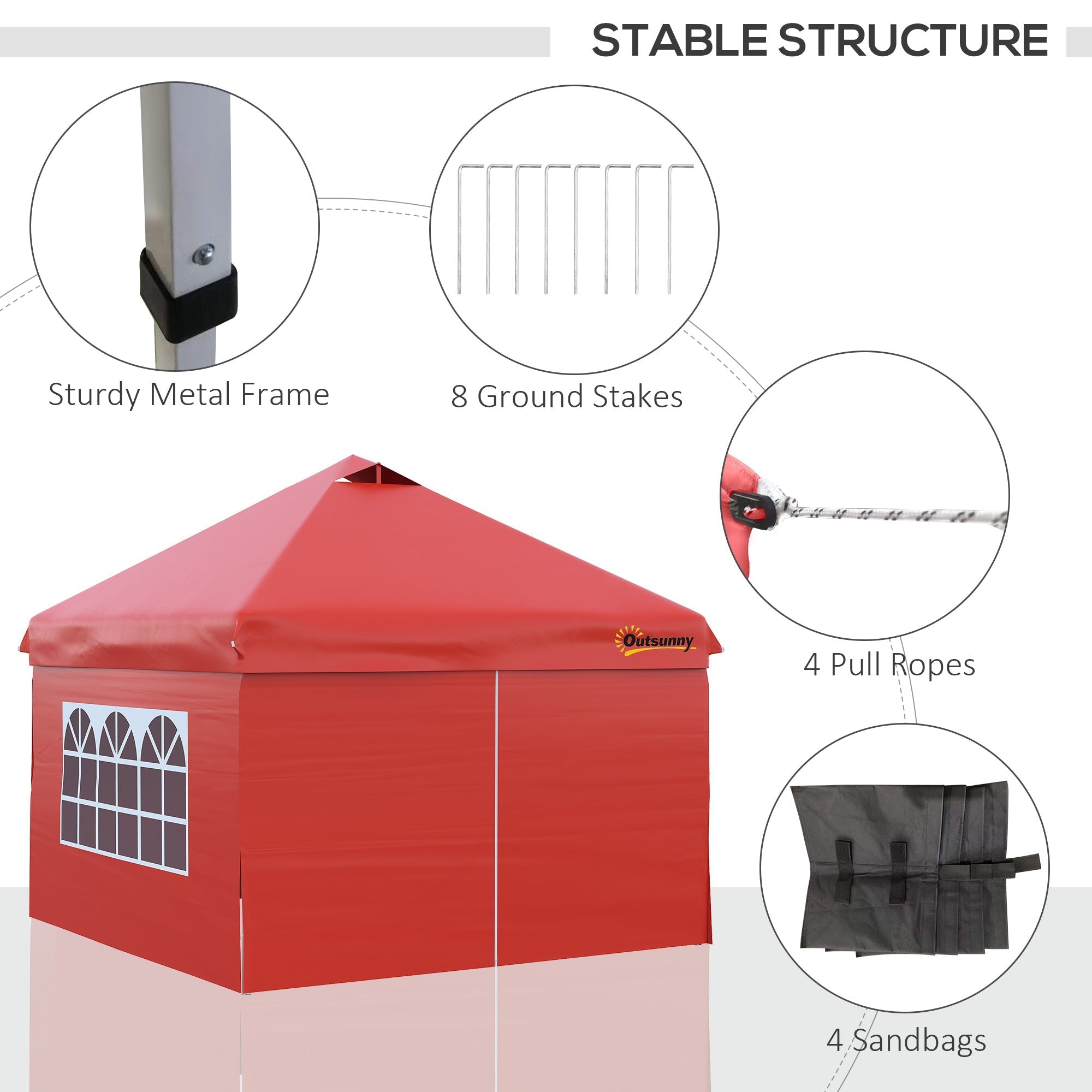 10' x 10' Pop Up Canopy Tent, Instant Sun Shelter, Tents for Parties, with Wheeled Carry Bag, for Outdoor, Garden, Patio, Red Pop Up Canopies   at Gallery Canada