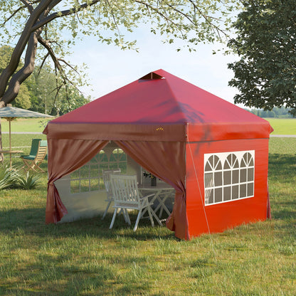 10' x 10' Pop Up Canopy Tent, Instant Sun Shelter, Tents for Parties, with Wheeled Carry Bag, for Outdoor, Garden, Patio, Red Pop Up Canopies   at Gallery Canada