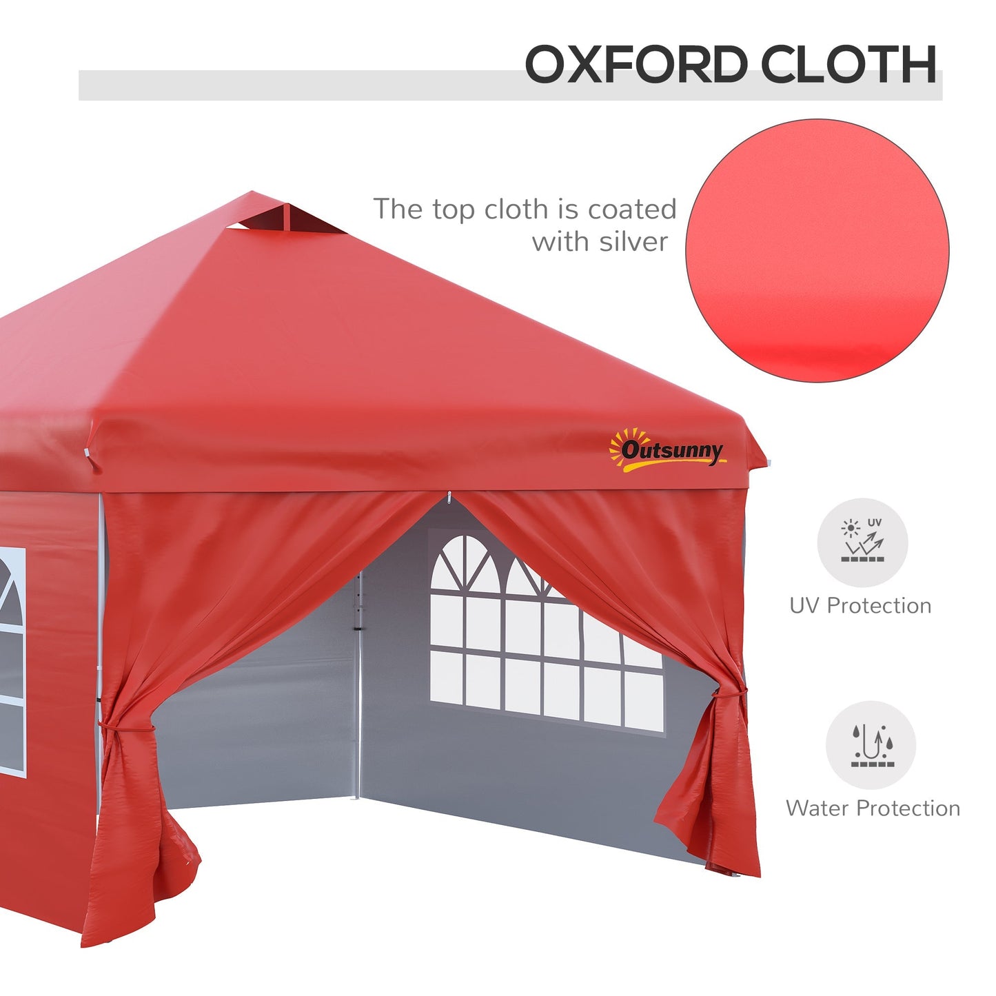 10' x 10' Pop Up Canopy Tent, Instant Sun Shelter, Tents for Parties, with Wheeled Carry Bag, for Outdoor, Garden, Patio, Red Pop Up Canopies   at Gallery Canada