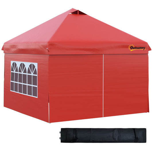 10' x 10' Pop Up Canopy Tent, Instant Sun Shelter, Tents for Parties, with Wheeled Carry Bag, for Outdoor, Garden, Patio, Red Pop Up Canopies Red  at Gallery Canada