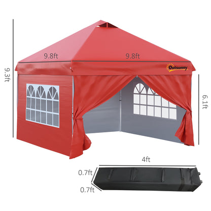 10' x 10' Pop Up Canopy Tent, Instant Sun Shelter, Tents for Parties, with Wheeled Carry Bag, for Outdoor, Garden, Patio, Red Pop Up Canopies   at Gallery Canada