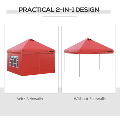 10' x 10' Pop Up Canopy Tent, Instant Sun Shelter, Tents for Parties, with Wheeled Carry Bag, for Outdoor, Garden, Patio, Red Pop Up Canopies   at Gallery Canada