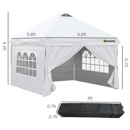 10' x 10' Pop Up Canopy Tent, Instant Sun Shelter, Tents for Parties, with Wheeled Carry Bag, for Outdoor, Garden, Patio, White Pop Up Canopies   at Gallery Canada